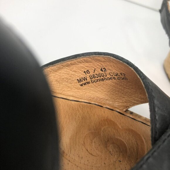 BORN Sandals Women's Size 10 Black Wedge Open Toe Shoes CQL12 883603 - Picture 9 of 12